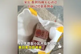 4岁男孩小区捡到10万现金交给爸爸，家长写告示寻失主图片