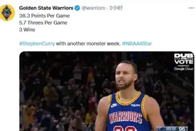 勇士官方不满库里落选周最佳图片