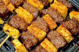 减脂期也可以吃的空气炸锅版菠萝牛肉串图片