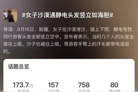 吓人！游客沙漠里头发突然竖立变“海胆”！图片