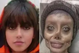 一些搞笑神评：一个伊朗女生想整容成安吉丽娜朱莉，结果整失败了图片