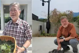 卸任后的文在寅：头发稀疏花白，坐在路边吃泡面，仿佛老了20岁图片