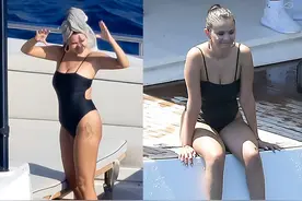 30岁赛琳娜罕见泳衣出镜！分层肚腩在所难免，被男制片人贴身呵护图片