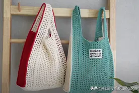 夏天这样的包包很受欢迎，一款网结袋编织教程，可折叠携带方便图片