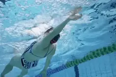 正确的仰泳技术要点，水下水上拍摄。图片