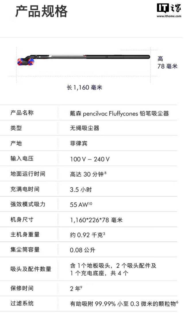 戴森铅笔吸尘器发布：吹风机同宽手柄，预售价3999元