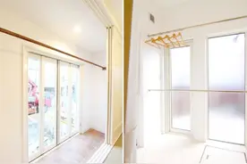 单单烘干机可不够，遇到这样的情况，要懂得在窗前装上折叠晾衣架图片