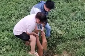 地里拔出大爷？河南一老人捡羊羔掉洞里，头朝下露出两只脚被救起图片