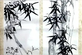 读画｜老老苍苍竹一干，长年风雨不知寒-郑板桥作（墨竹对屏）图片