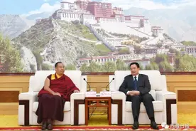 王君正会见班禅额尔德尼·确吉杰布图片