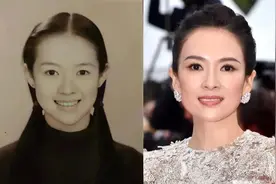 同是中戏96班八大金钗，把章子怡和胡静放在一起，差距就出来了图片