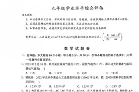 浙江省杭州市中考数学模拟试卷图片