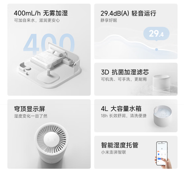 小米米家无雾加湿器3开售：穹顶显示屏、智能托管，299元起