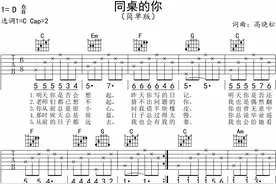 零基础学吉他（第16课）八六拍练习曲1：《同桌的你》C调吉他谱图片