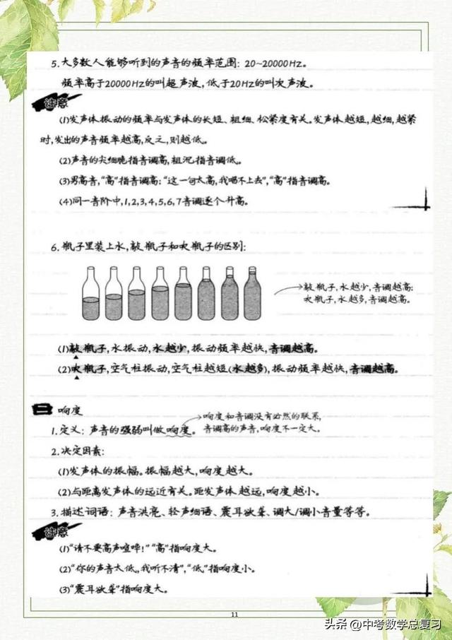 八年级物理：上册知识点总结笔记（直接打印）请收藏