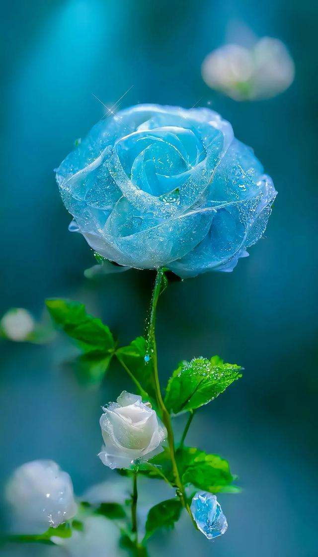 花月鲜花|爱订花|送老婆送闺蜜生日鲜花碎冰蓝鲜花推荐(碎冰蓝玫瑰