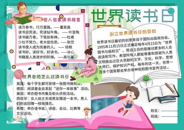 手抄报（读书类文字版）