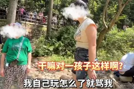 男孩在景区扔石头吓猴子，老人劝阻无果后骂了句“傻乎乎的”，被男孩家长要求道歉图片