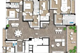 他买了套380㎡的大平层，改造为满屋的异形设计，真的佩服！图片