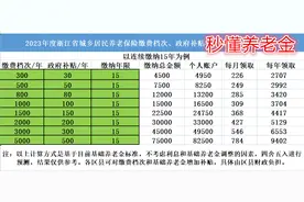 2023年度浙江城乡居民养老保险缴费档次，补贴标准，待遇领取标准图片