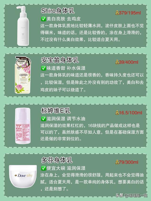 美白好用身体乳