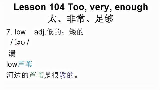 新概念英语第一册，音标课件自学整理Lesson 104 Too, very, enough