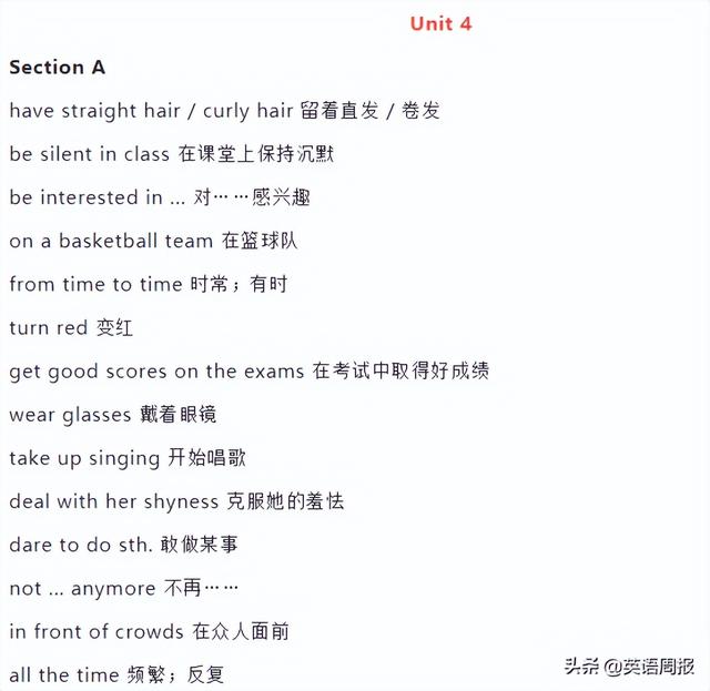 初中英语三年重点短语汇总！打印出来天天背