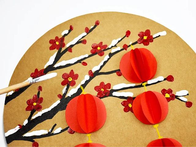 儿童画教程｜幼儿手工课程 -- 元旦节的红灯笼