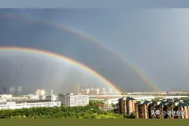 暴雨过后 合肥天空出现双彩虹图片