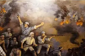 徐悲鸿为鼓舞中国军民抗战，创作《会师东京》，把富士山踩在脚下图片