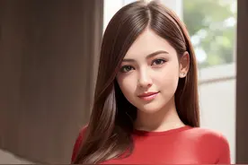 AI生成的红衣美女照片，妖娆靓丽，用Topaz Photo AI重新修整图片