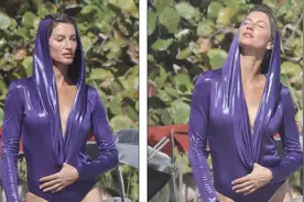 42岁吉娘娘在海边大秀泳装！老牌超模果然不一般，秀大长腿超火辣图片