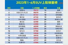 太惨了！1～6月燃油SUV销量排行榜，哈弗H6勉强排第一，GLC仅排20图片