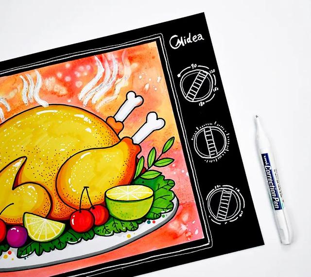 儿童画教程|感恩节快到了,教您画《鲜味的烤火鸡》