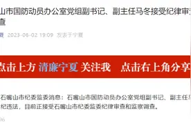 宁夏石嘴山市国防动员办公室党组副书记、副主任马冬接受审查调查图片
