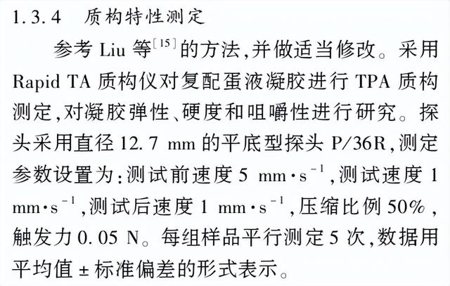 上海腾拔质构仪相关论文：响应面法优化复配蛋液配方