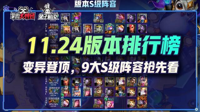 云顶之弈11.24版本排行榜！变异登顶！9大版本阵容抢先看