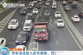 南京：货车违法驶入应天高架，罚图片