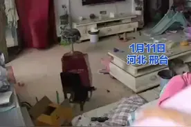 危险！河北俩萌娃在家偷放烟花不慎引燃门帘图片