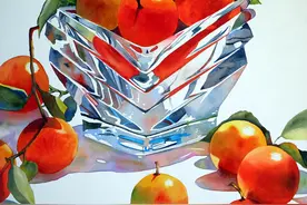 阳光闪烁的水彩静物，让人想尝一口！图片