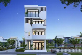 6×21米东西无窗的现代四层别墅，小面宽也能拥有舒适的居住体验图片