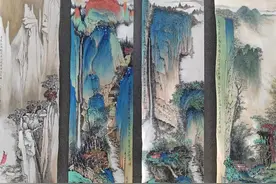 ​画家金春梅山水四条屏：境界高远，气象宏大图片