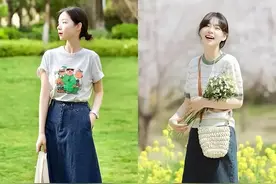 T恤搭配半身裙才是夏季标配，今年夏天这样穿，轻松掌握时尚密码图片