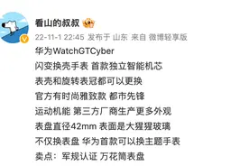 华为 WATCH GT Cyber 爆料：表壳表冠可更换，首款独立智能机芯图片