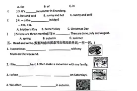 2023学年五年级下学期期中考试英语试题及答案解析图片