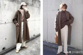 咖色长大衣的冬季穿搭图片