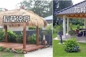 废旧稻草别急着扔，院子里搭个凉亭用处大，能遮阳能休闲，不花钱图片