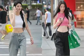 看了重庆街拍才发现：满大街都在穿“露腰装”，时髦显瘦回头率高图片