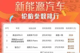 新能源汽车轮胎价格排行：换不起！图片