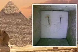 金字塔未解之谜：内部一条20厘米宽的通道，被有铜环把手的门堵住图片